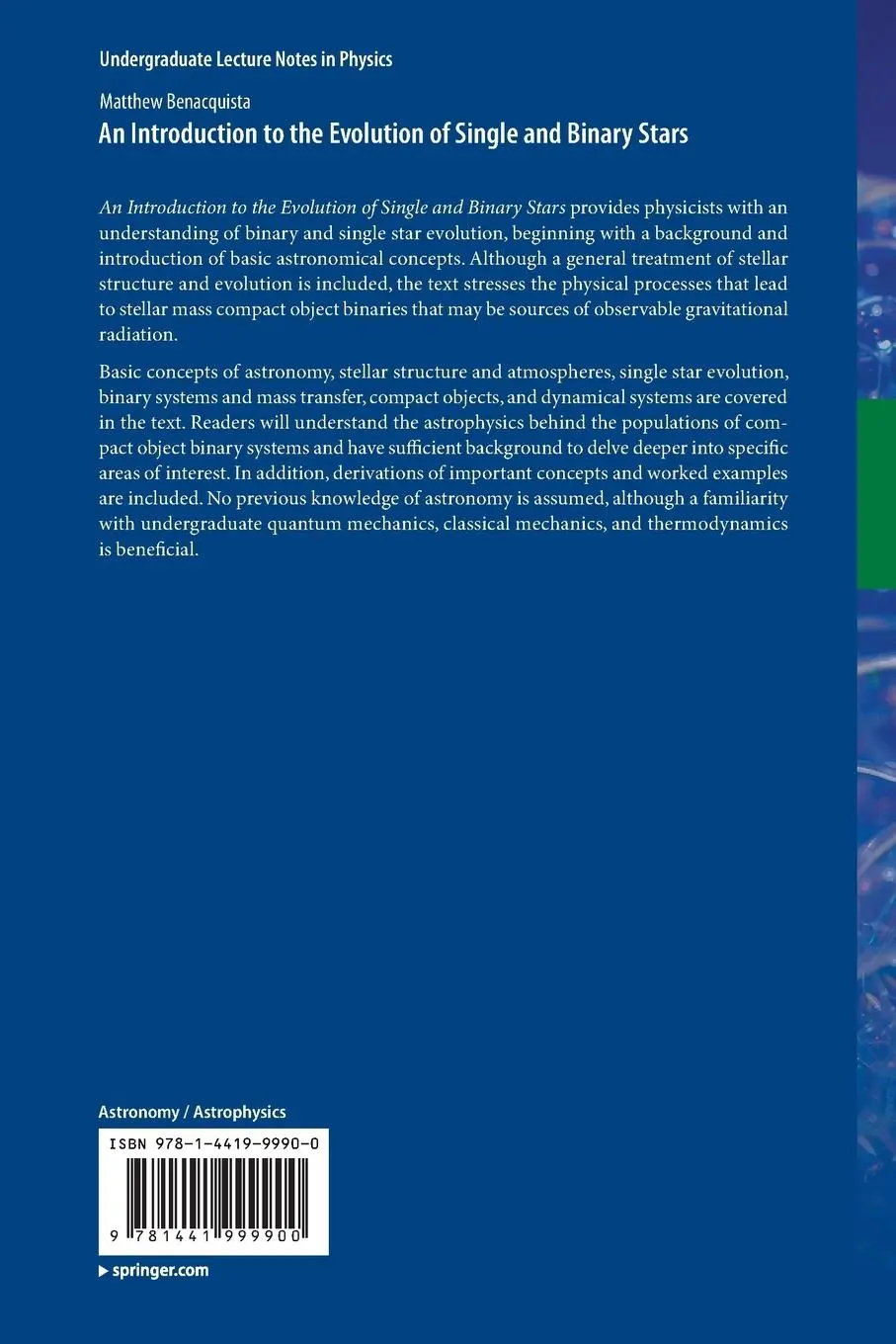 Rückseite: 9781441999900 | An Introduction to the Evolution of Single and Binary Stars | Buch