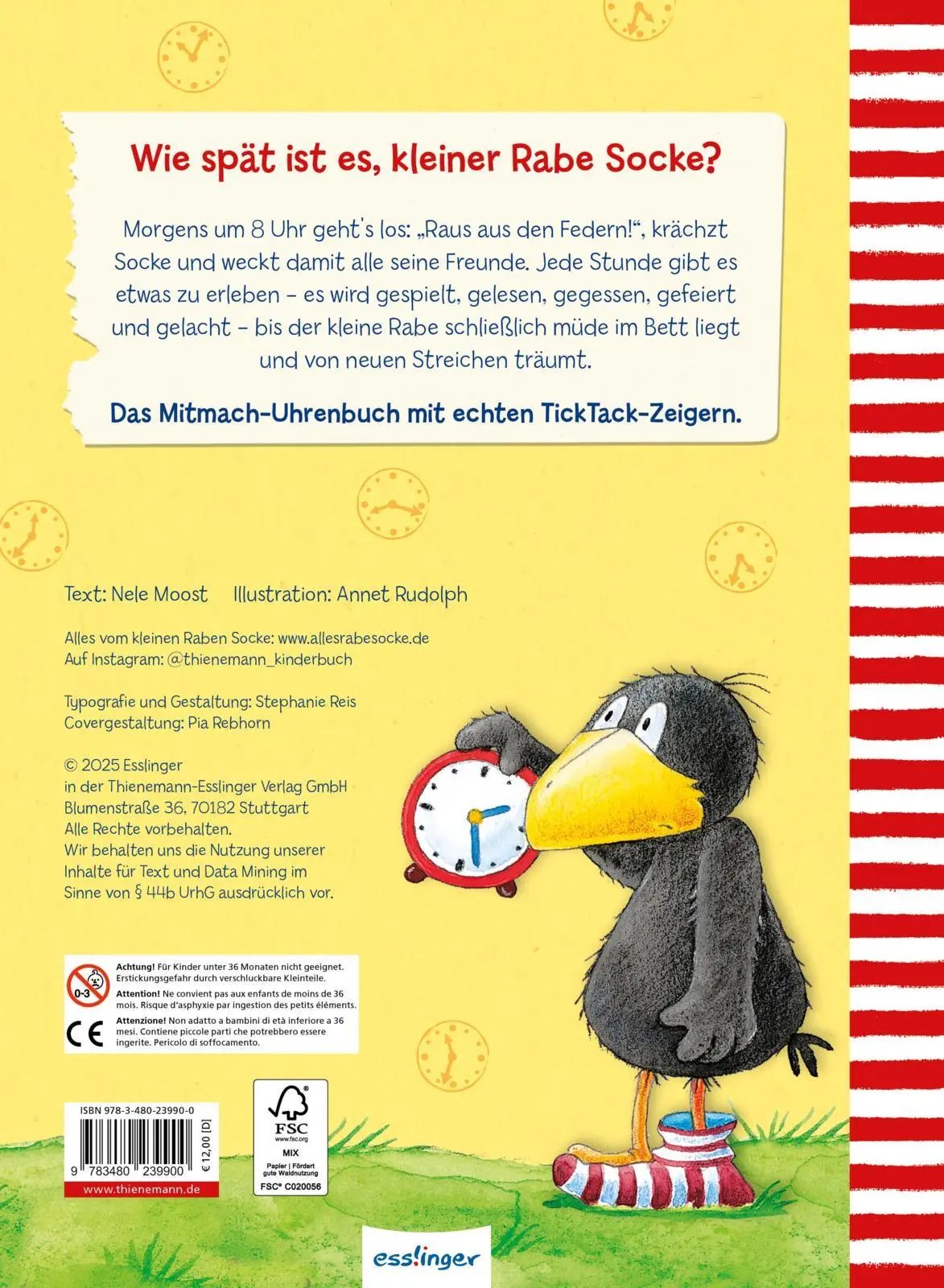 Rückseite: 9783480239900 | Der kleine Rabe Socke: Ein Tick-Tack-Tag mit dem kleinen Raben Socke