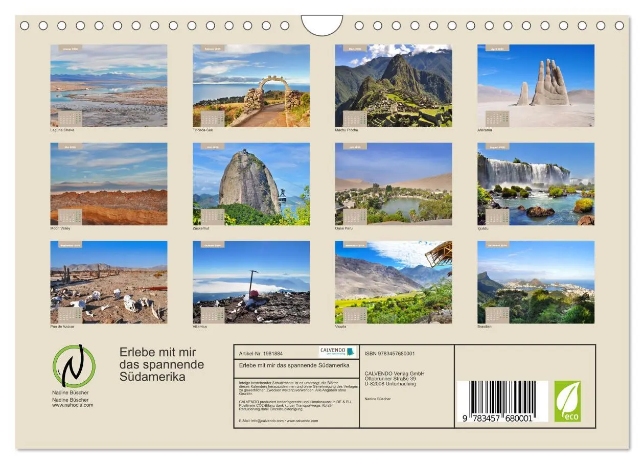 Bild: 9783457680001 | Erlebe mit mir das spannende Südamerika (Wandkalender 2026 DIN A4...