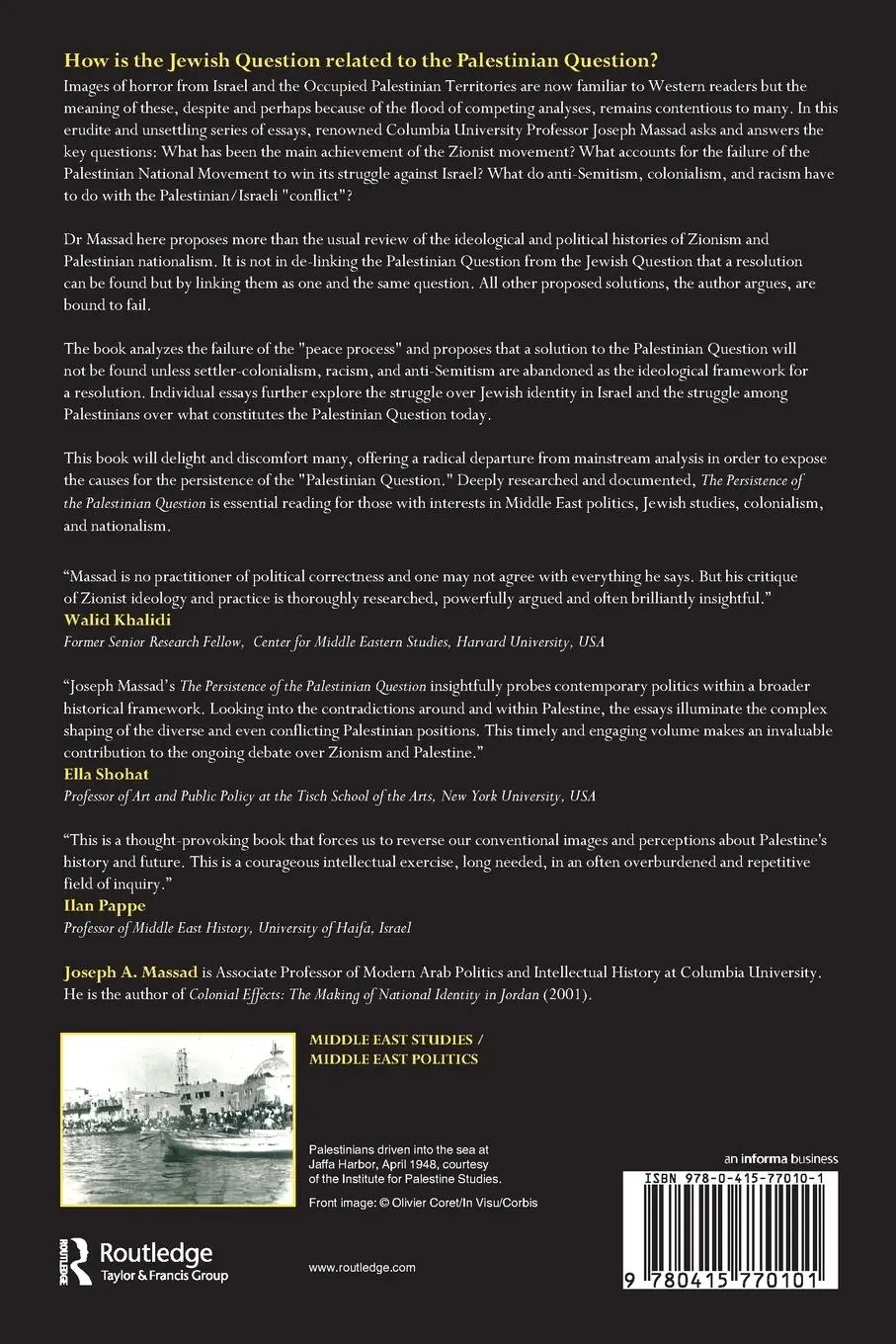 Rückseite: 9780415770101 | The Persistence of the Palestinian Question | Joseph Massad | Buch