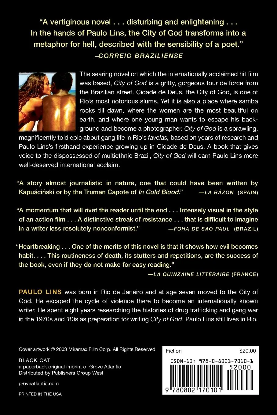 Rückseite: 9780802170101 | City of God | Paulo Lins | Taschenbuch | Kartoniert / Broschiert