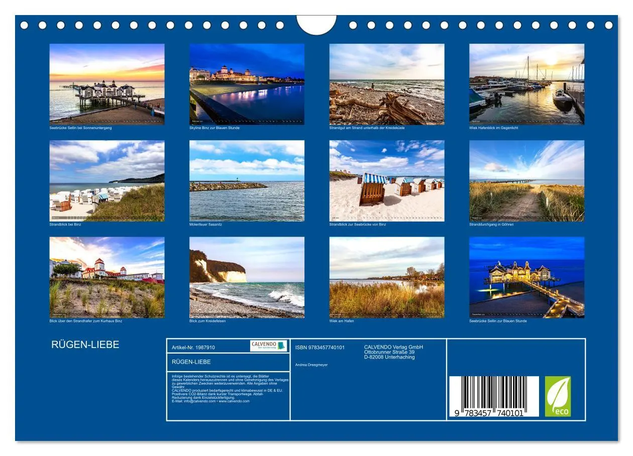 Bild: 9783457740101 | RÜGEN-LIEBE (Wandkalender 2026 DIN A4 quer), CALVENDO Monatskalender