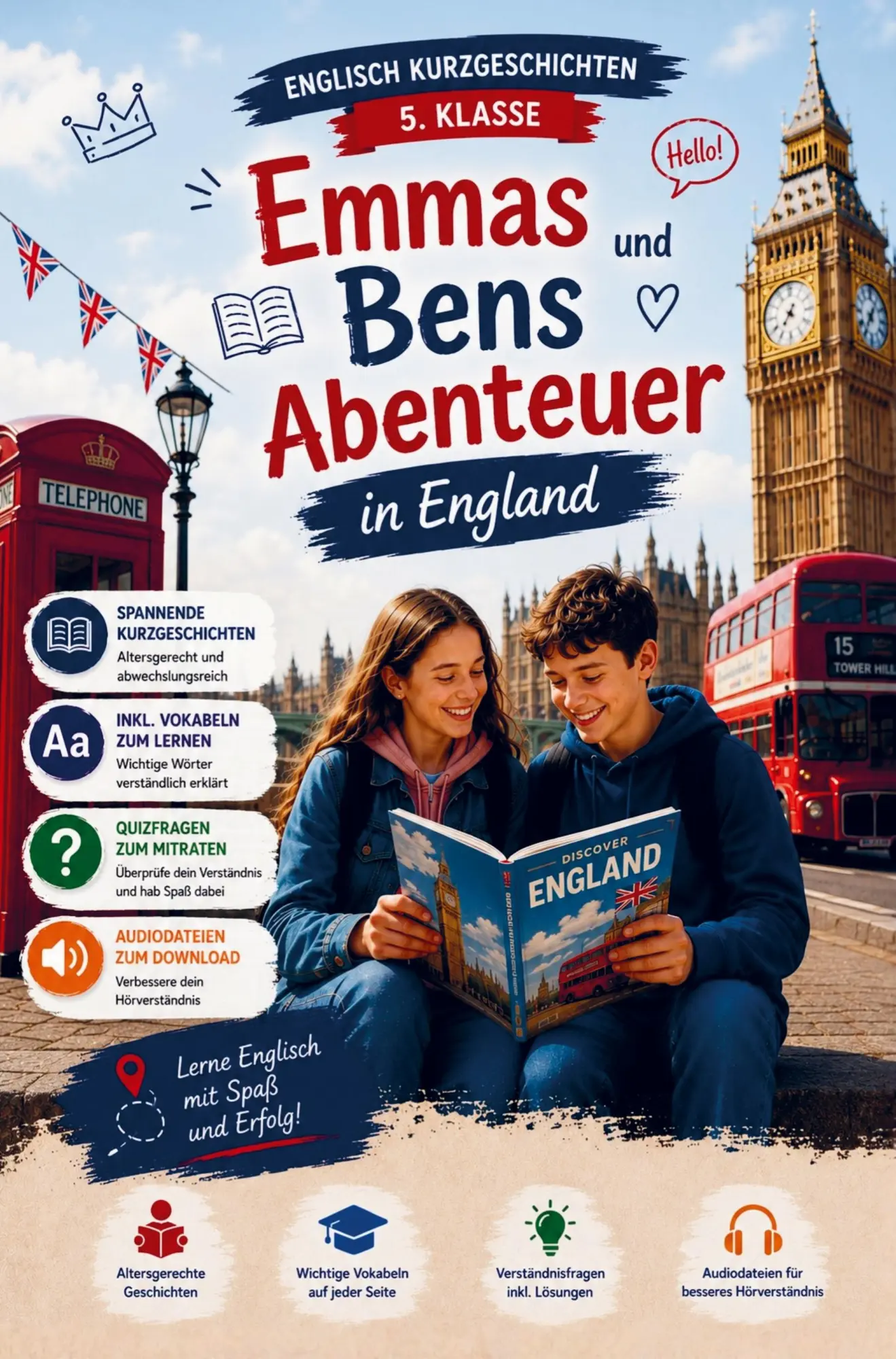 Cover: 9783912760101 | Englisch Kurzgeschichten 5. Klasse Emmas und Bens Abenteuer in...