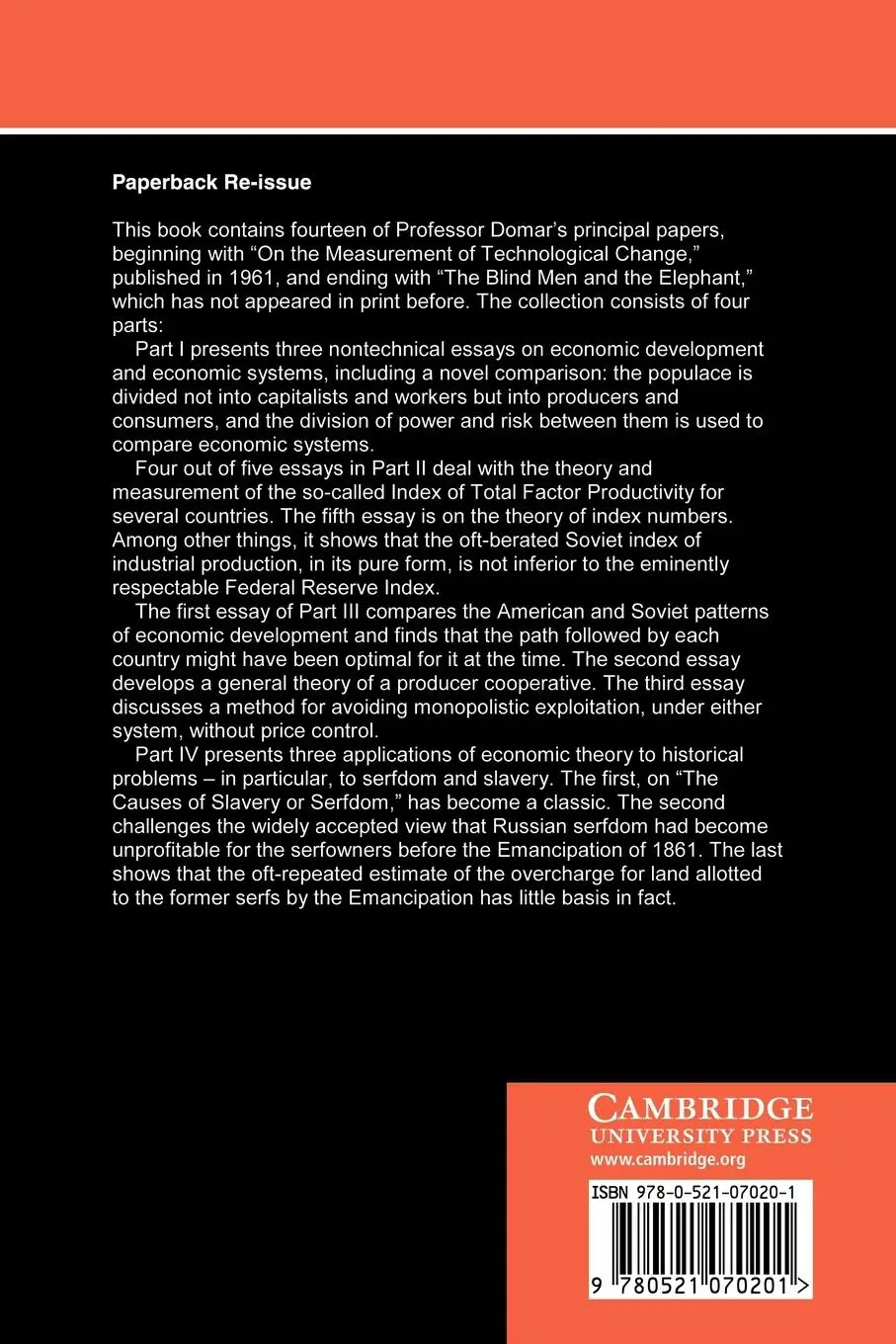 Rückseite: 9780521070201 | Capitalism, Socialism, and Serfdom | Essays by Evsey D. Domar | Domar