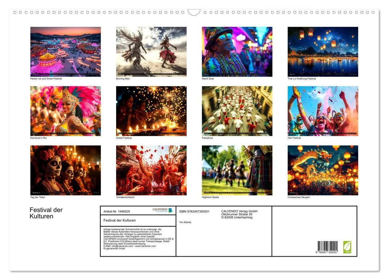 Bild: 9783457350201 | Festival der Kulturen (Wandkalender 2026 DIN A2 quer), CALVENDO...