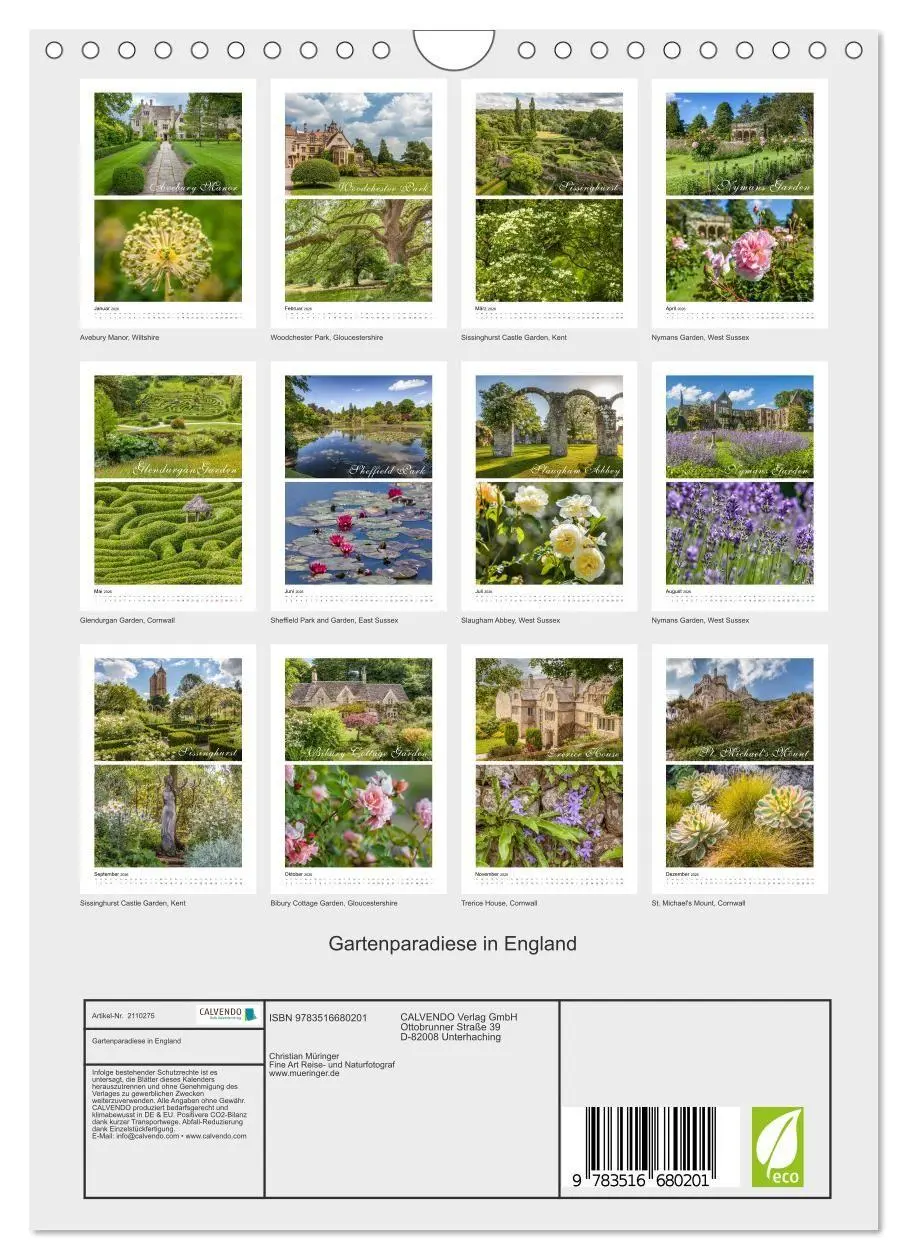 Bild: 9783516680201 | Gartenparadiese in England (Wandkalender 2026 DIN A4 hoch),...