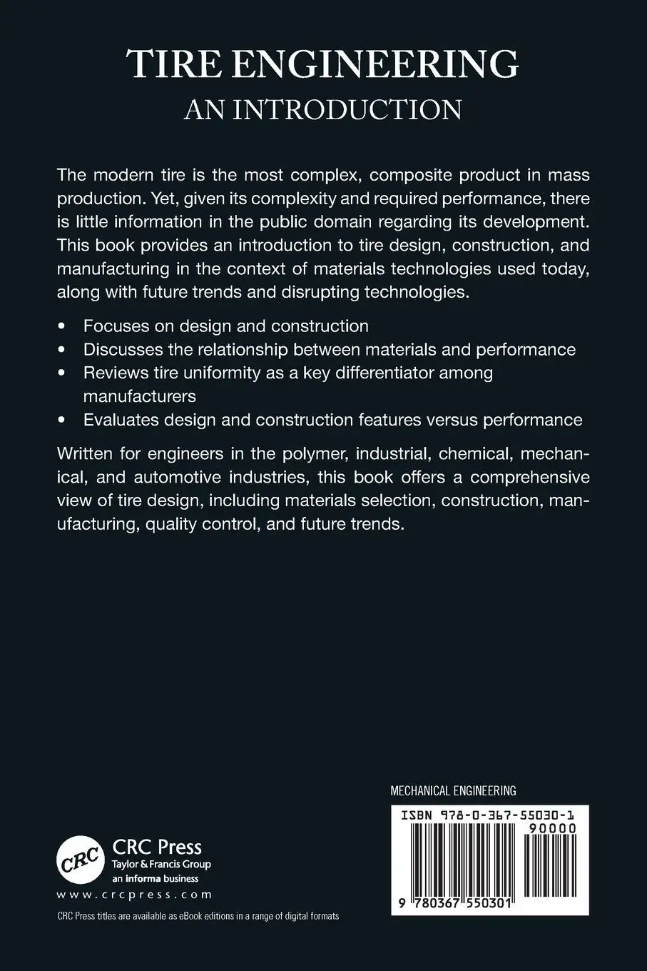 Rückseite: 9780367550301 | Tire Engineering | An Introduction | Brendan Rodgers | Taschenbuch