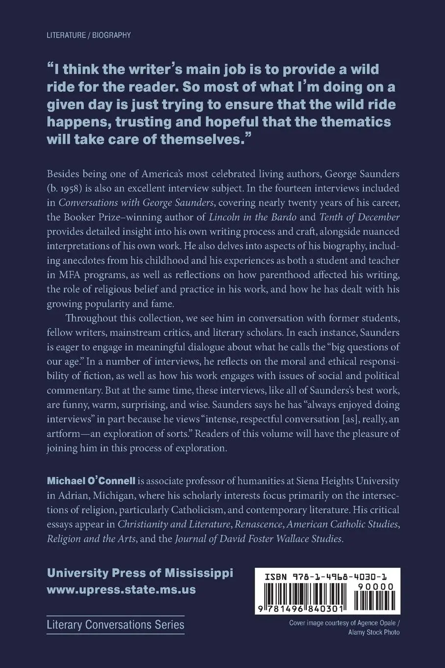 Rückseite: 9781496840301 | Conversations with George Saunders | Michael O'Connell | Taschenbuch
