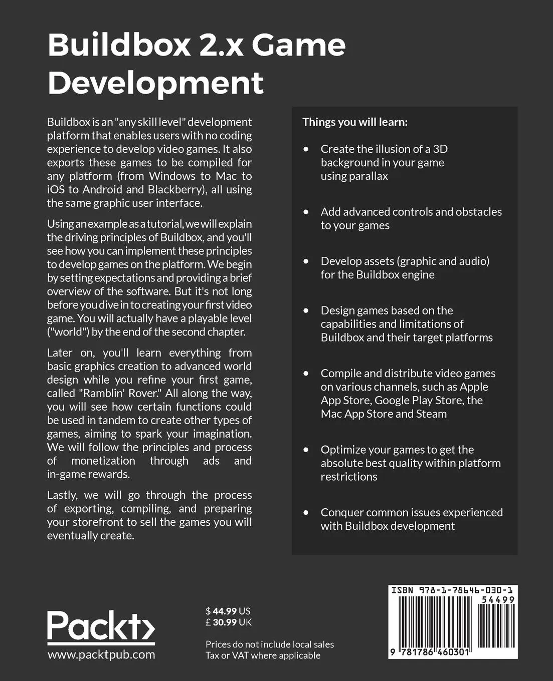 Rückseite: 9781786460301 | Buildbox 2.x Game Development | Ty Audronis | Taschenbuch | Englisch