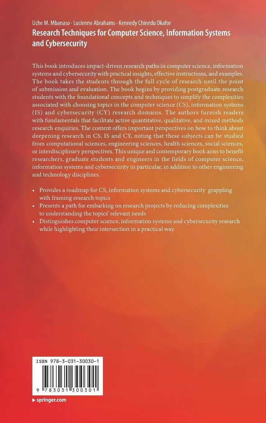 Rückseite: 9783031300301 | Research Techniques for Computer Science, Information Systems and...