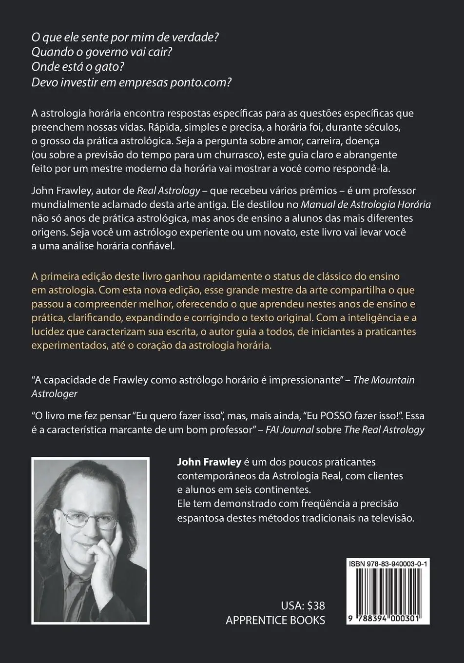 Rückseite: 9788394000301 | MANUAL DE ASTROLOGIA HORÁRIA - Edição Revista | John Frawley | Buch