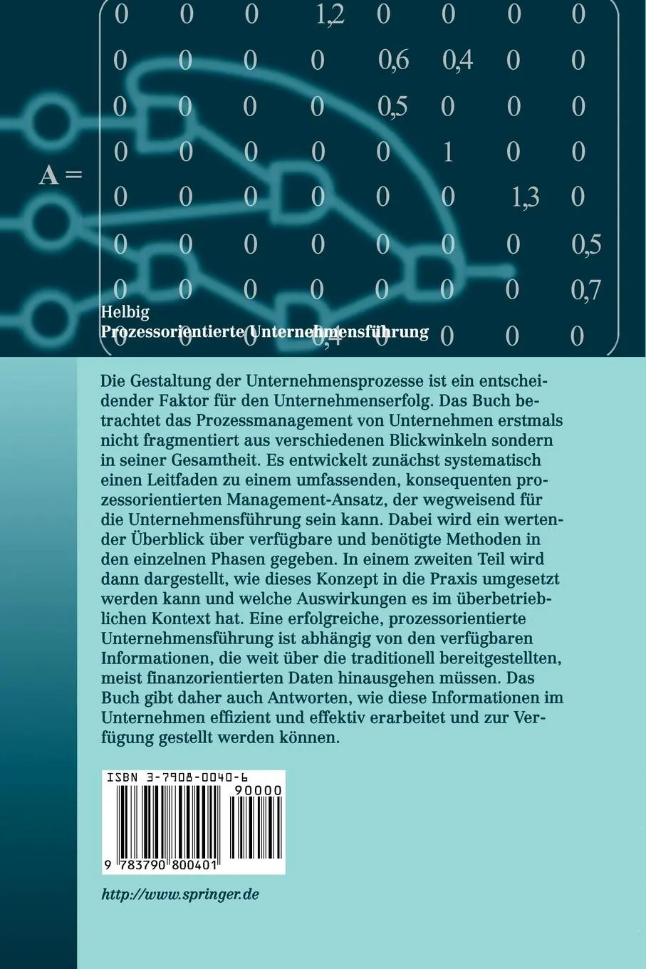 Rückseite: 9783790800401 | Prozessorientierte Unternehmensführung | Ralf Helbig | Taschenbuch