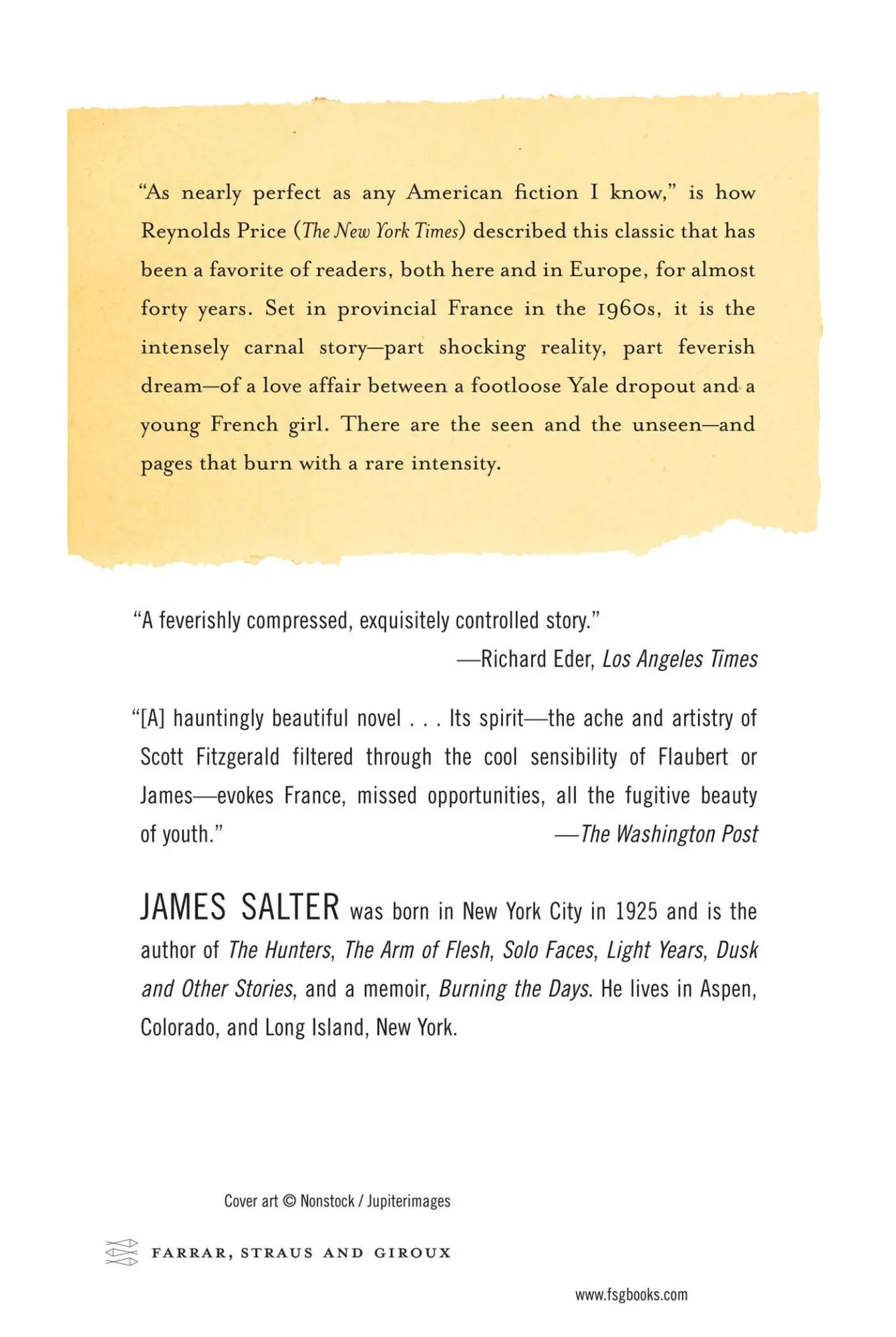 Rückseite: 9780374530501 | A Sport and a Pastime | James Salter | Taschenbuch | 185 S. | Englisch