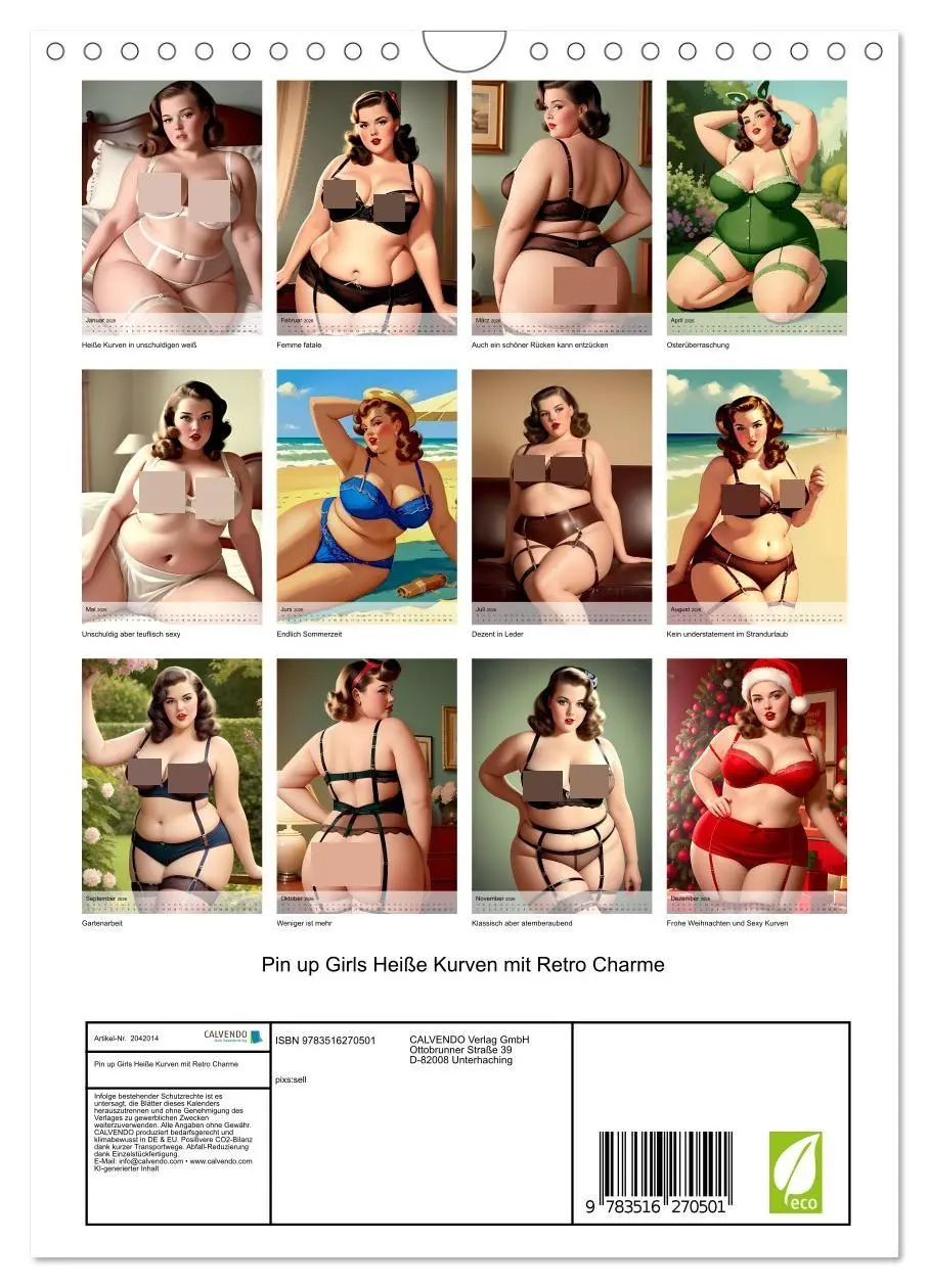 Bild: 9783516270501 | Pin up Girls Heiße Kurven mit Retro Charme (Wandkalender 2026 DIN...