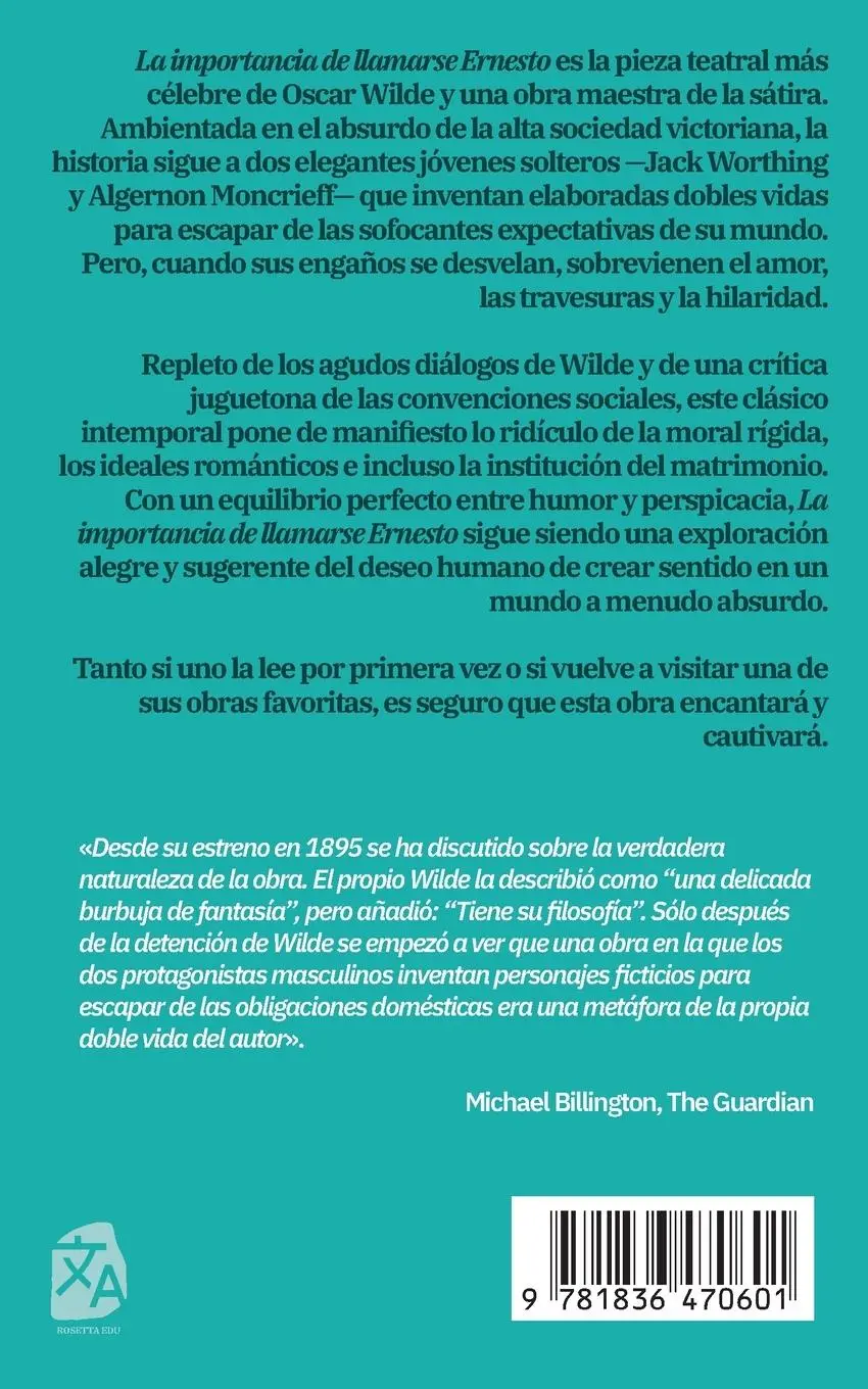 Rückseite: 9781836470601 | La importancia de llamarse Ernesto | Oscar Wilde | Taschenbuch | 2024
