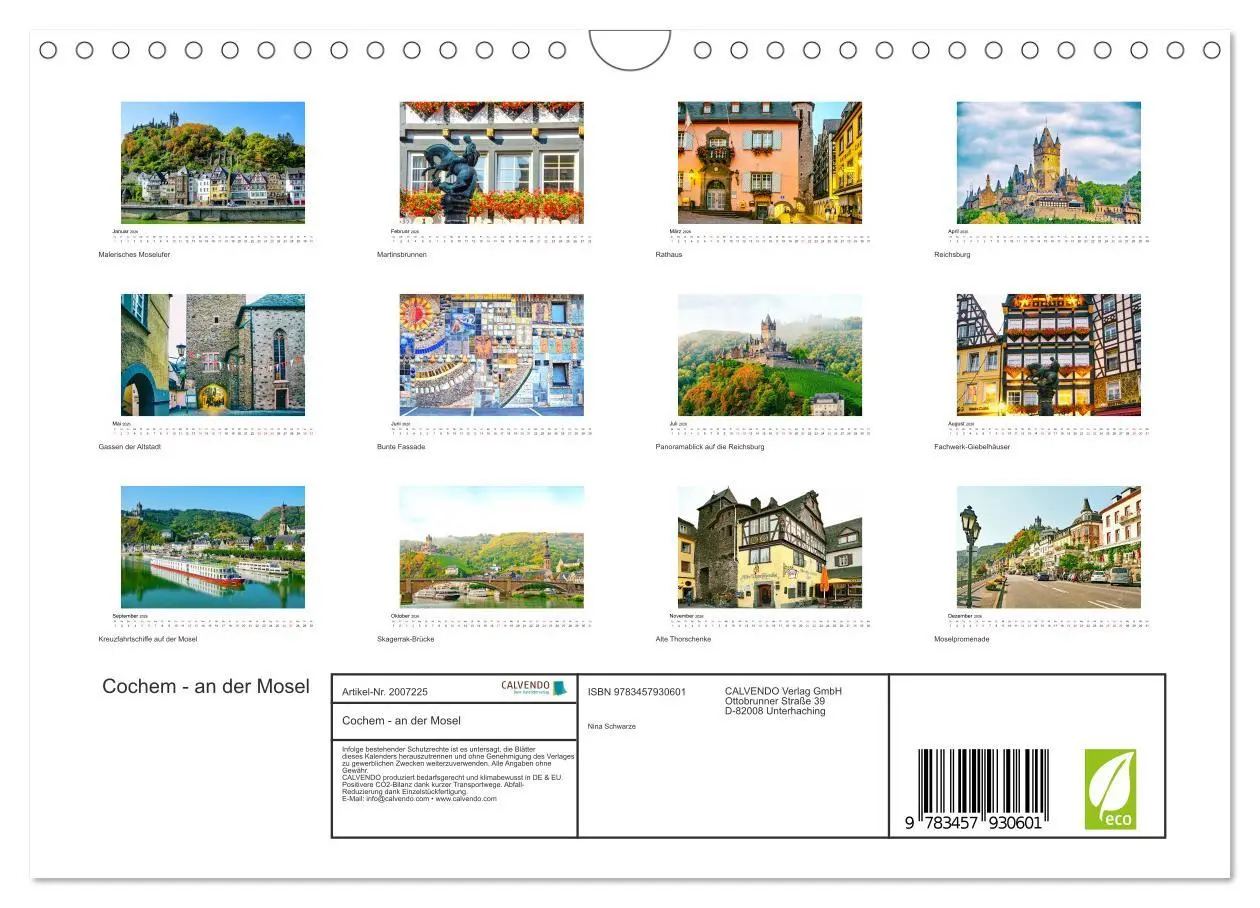 Bild: 9783457930601 | Cochem - an der Mosel (Wandkalender 2026 DIN A4 quer), CALVENDO...