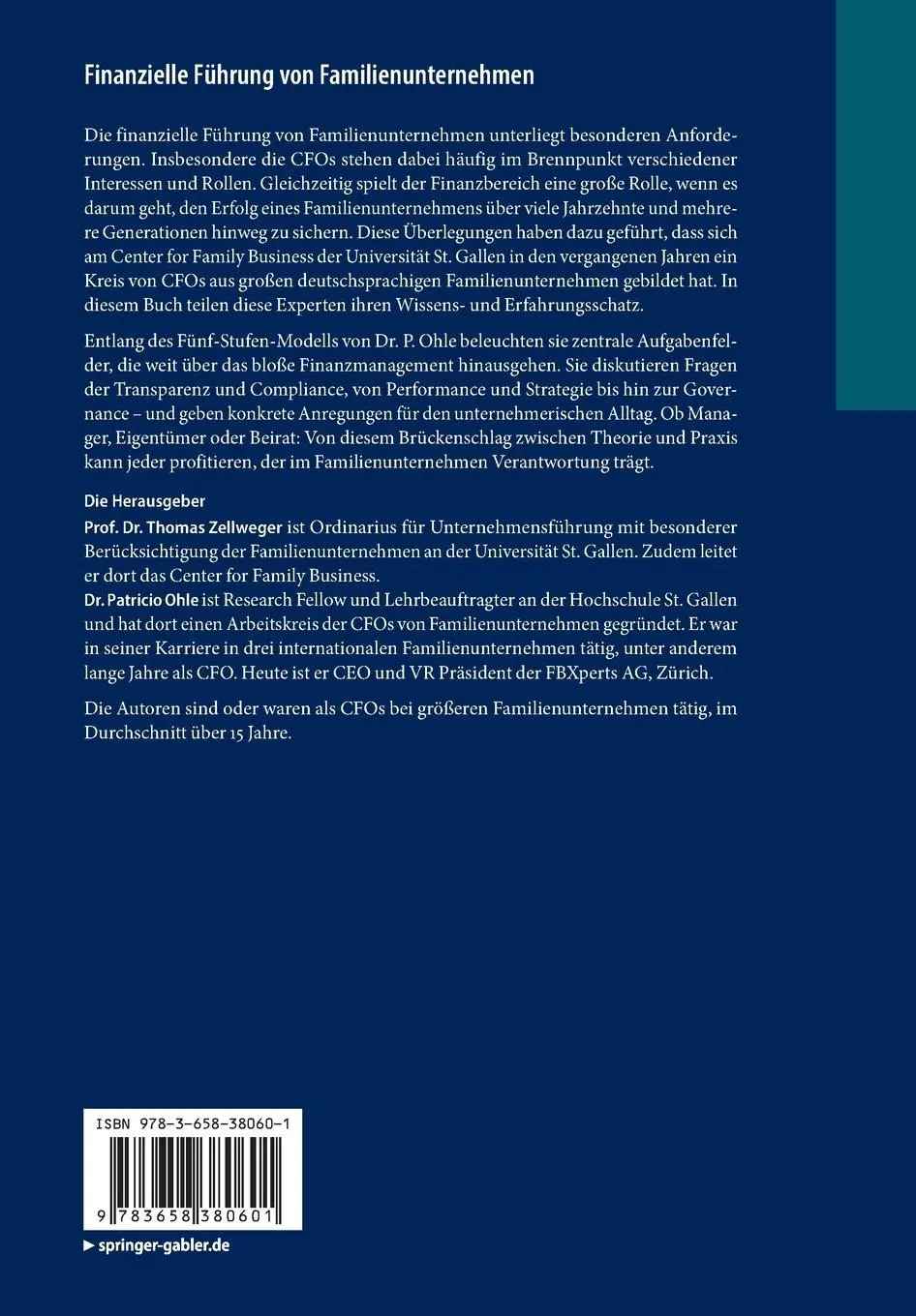 Rückseite: 9783658380601 | Finanzielle Führung von Familienunternehmen | Patricio Ohle (u. a.)