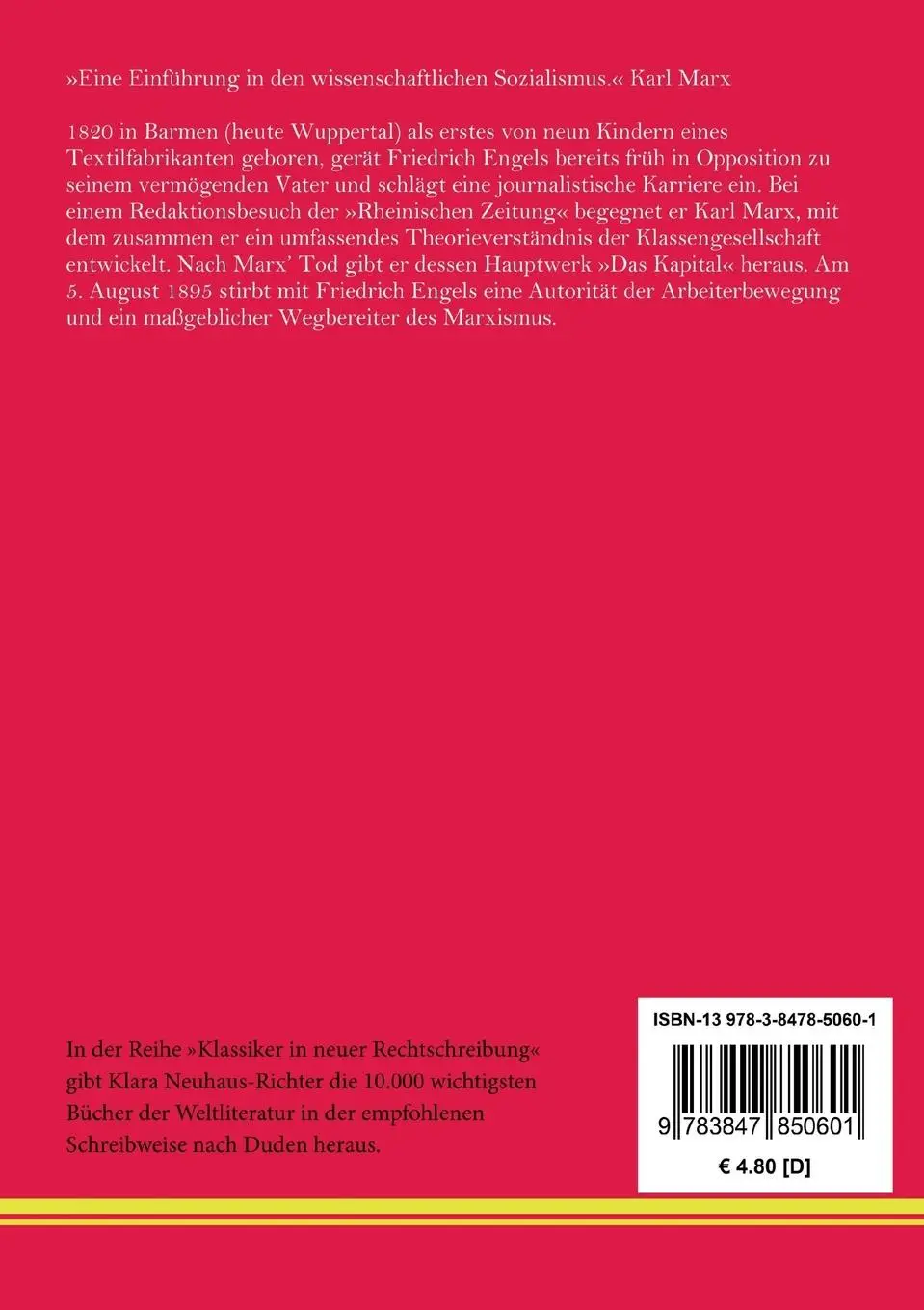 Rückseite: 9783847850601 | Die Entwicklung des Sozialismus von der Utopie zur Wissenschaft | Buch