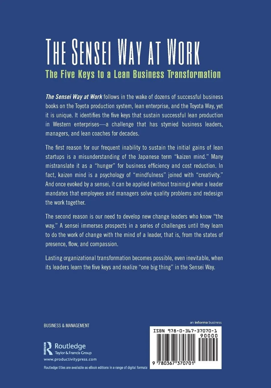 Rückseite: 9780367370701 | The Sensei Way at Work | Dan Prock | Taschenbuch | Englisch | 2021