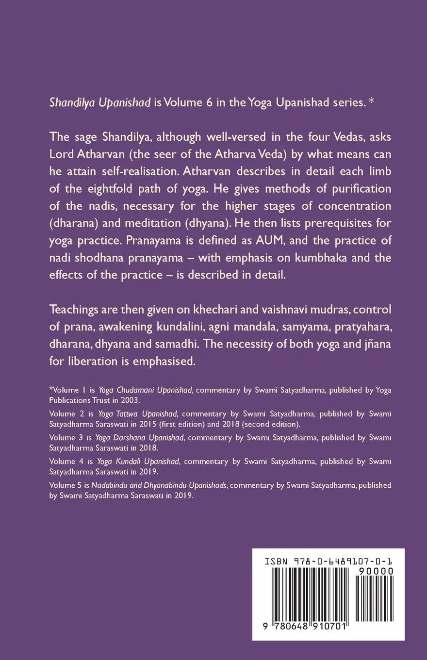 Rückseite: 9780648910701 | Shandilya Upanishad | Timeless Teachings on the Eightfold Path of Yoga