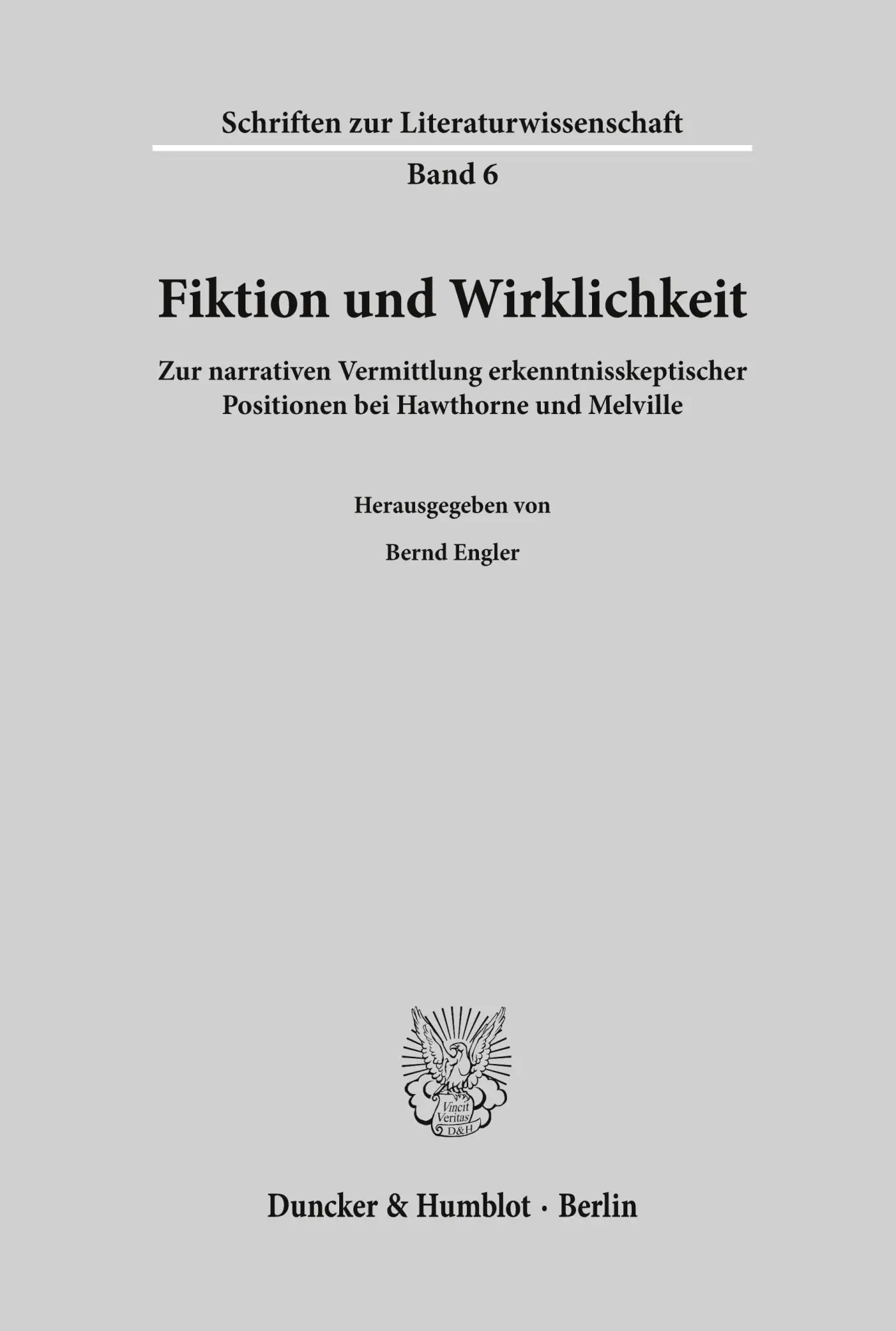 Cover: 9783428070701 | Fiktion und Wirklichkeit. | Bernd Engler | Taschenbuch | 361 S. | 1991