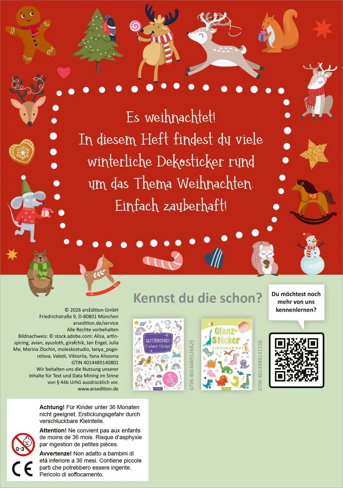 Rückseite: 4014489140801 | Weihnachtssticker | Über 200 Sticker | Broschüre | 16 S. | Deutsch
