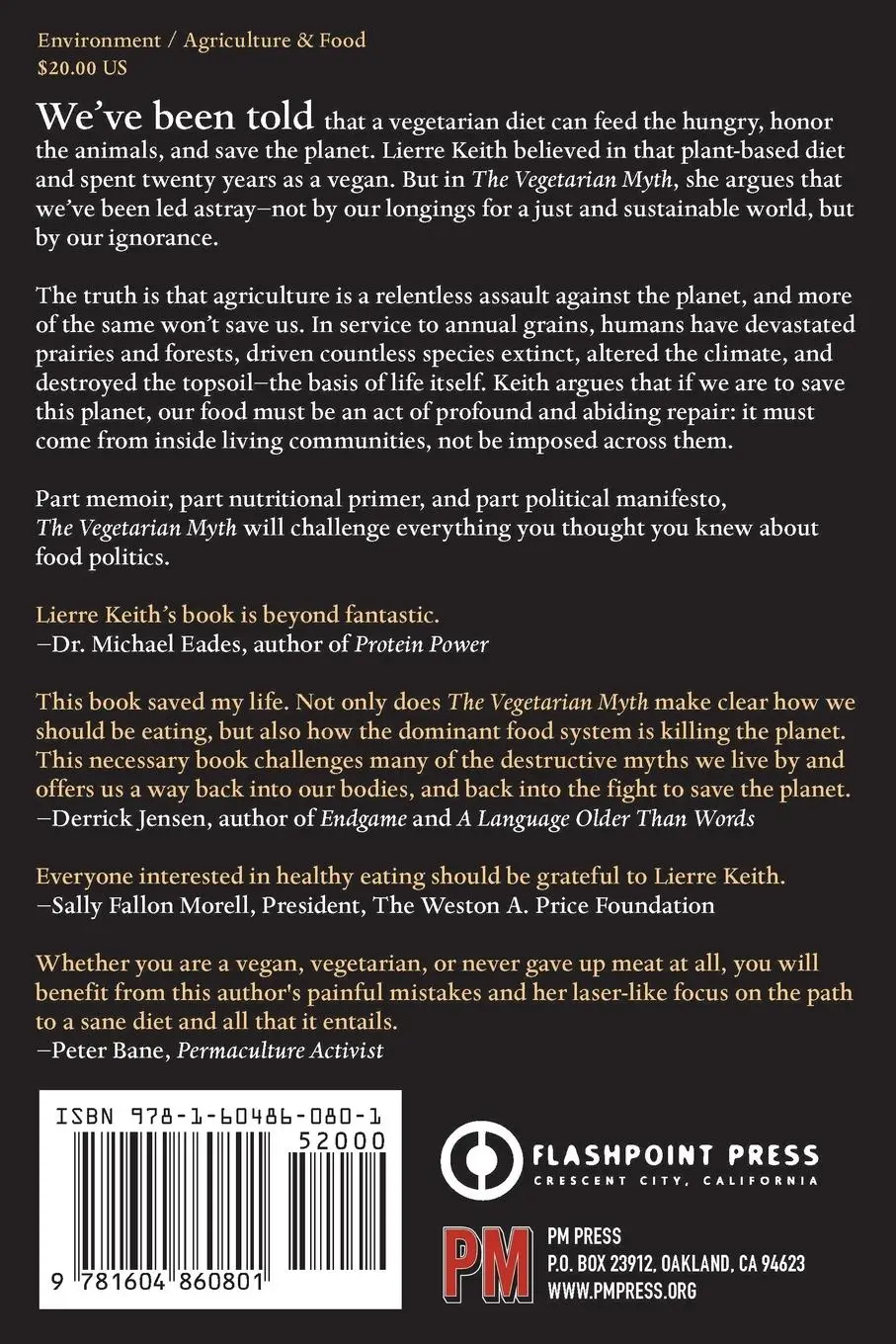 Rückseite: 9781604860801 | The Vegetarian Myth | Food, Justice, and Sustainability | Lierre Keith