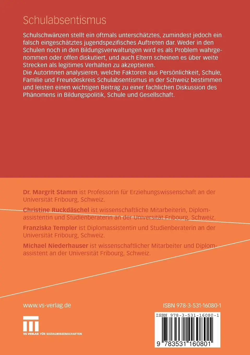 Rückseite: 9783531160801 | Schulabsentismus | Ein Phänomen, seine Bedingungen und Folgen | Buch