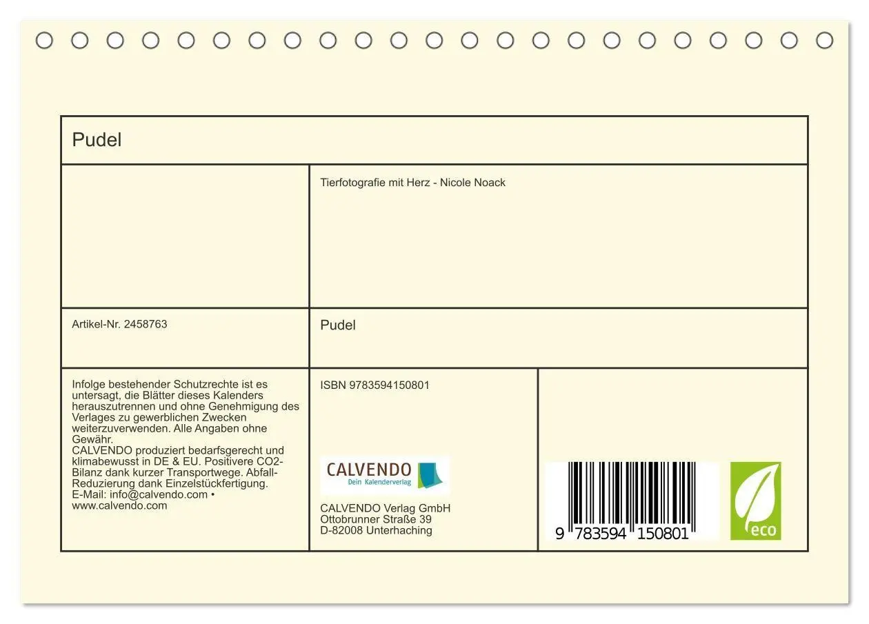 Bild: 9783594150801 | Pudel (Tischkalender 2027 DIN A5 quer), CALVENDO Monatskalender | 2027
