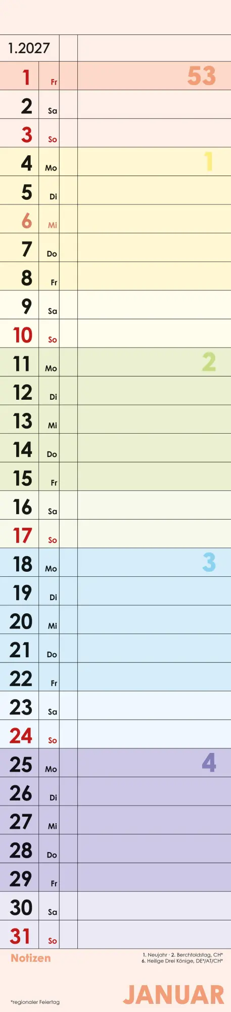 Bild: 4069095010901 | Planer Farbenfroh 2027 | Neumann Verlage GmbH &amp; Co KG | Kalender