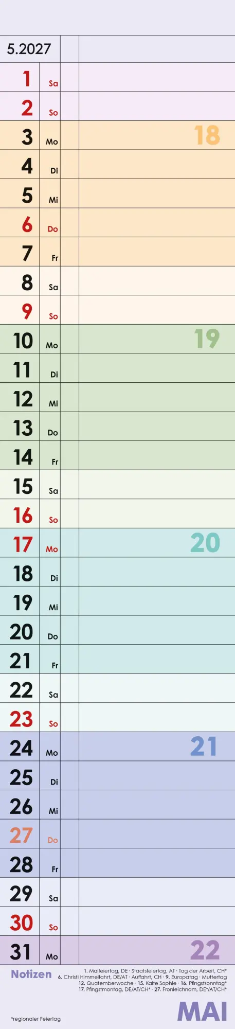 Bild: 4069095010901 | Planer Farbenfroh 2027 | Neumann Verlage GmbH &amp; Co KG | Kalender