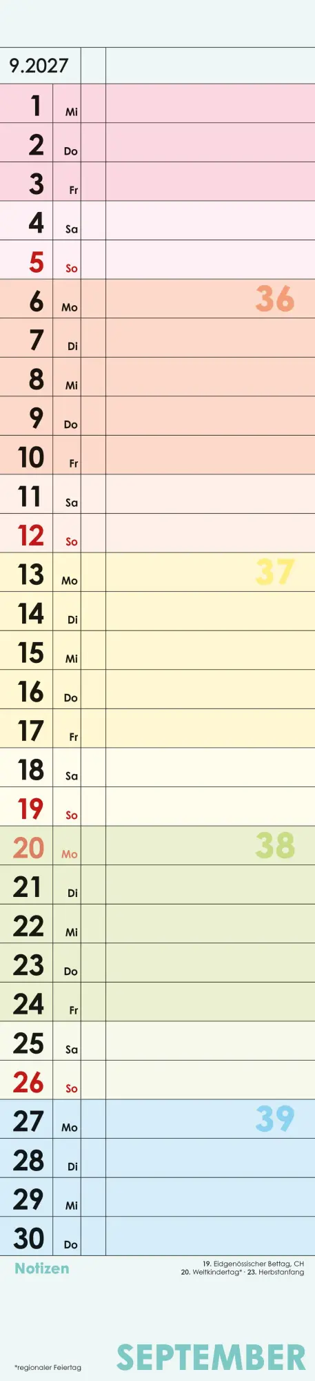 Bild: 4069095010901 | Planer Farbenfroh 2027 | Neumann Verlage GmbH &amp; Co KG | Kalender