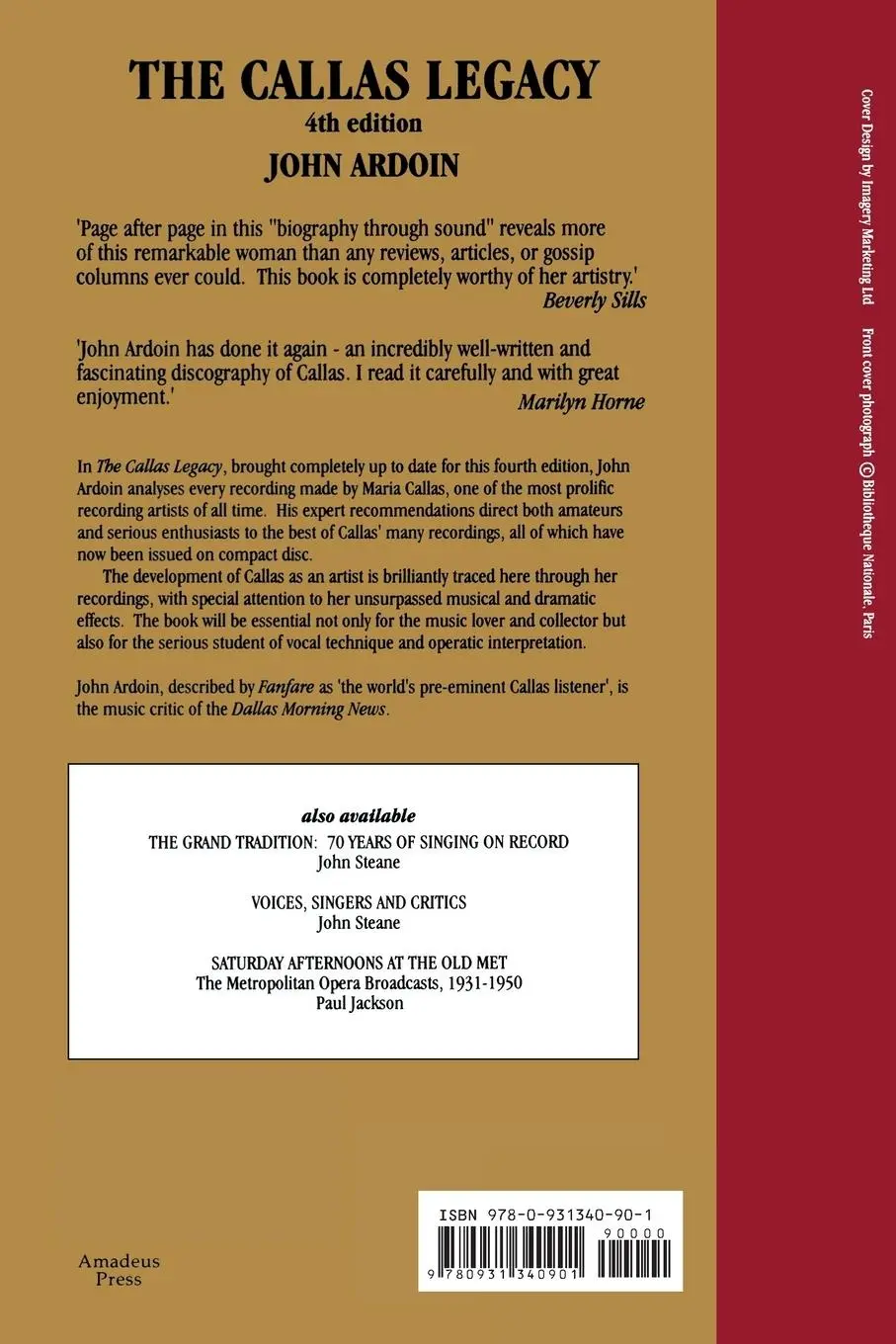 Rückseite: 9780931340901 | The Callas Legacy | John Ardoin | Taschenbuch | Englisch | 2003