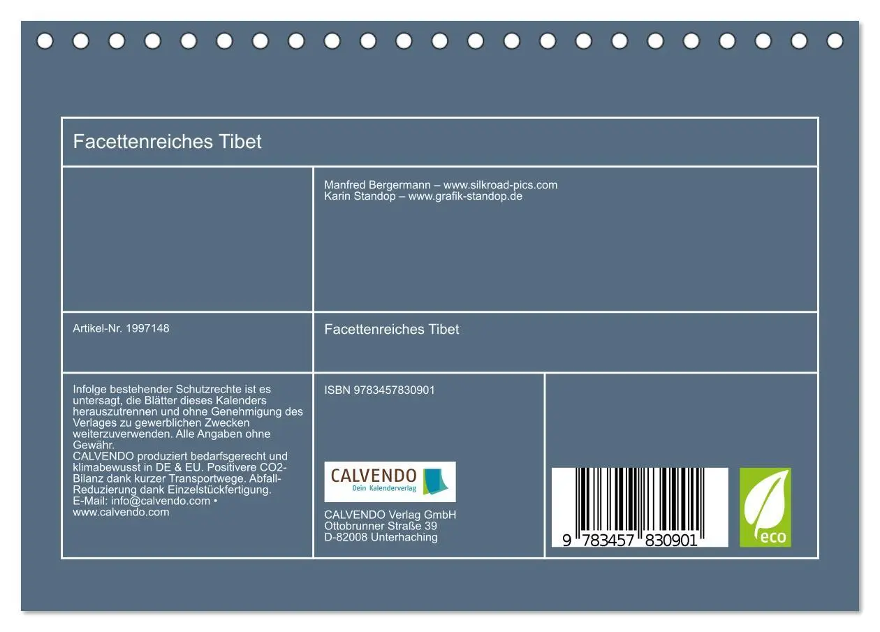 Bild: 9783457830901 | Facettenreiches Tibet (Tischkalender 2026 DIN A5 quer), CALVENDO...