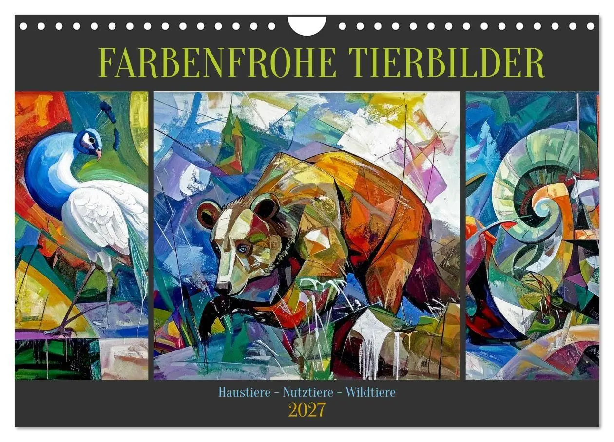Cover: 9783516920901 | Farbenfrohe Tierbilder (Wandkalender 2027 DIN A4 quer), CALVENDO...