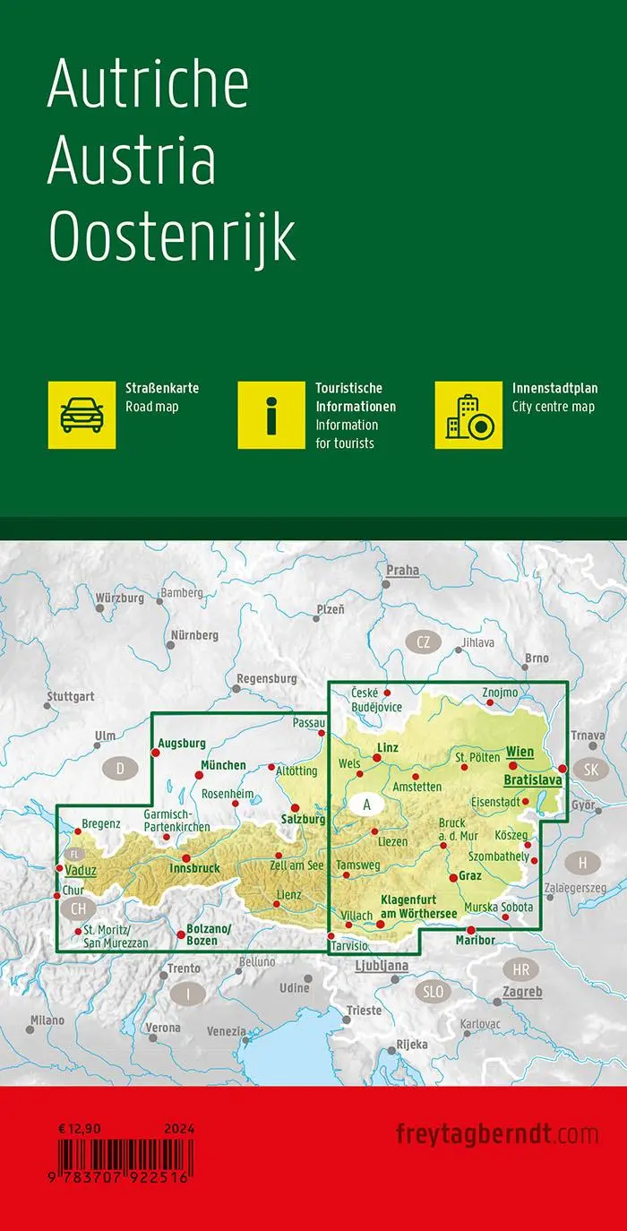 Rückseite: 9783707920901 | Österreich, Straßenkarte 1:300.000, freytag &amp; berndt | Berndt | 2025