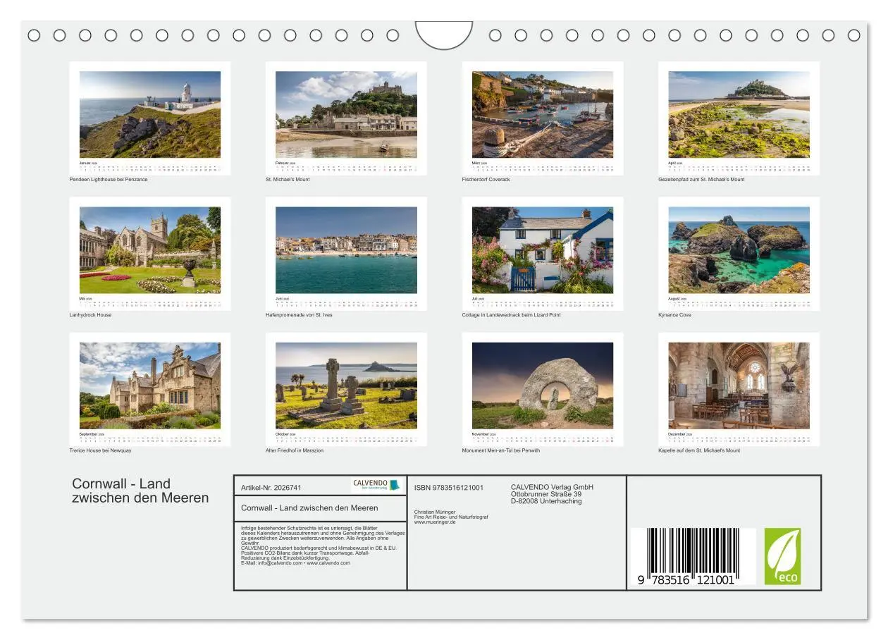 Bild: 9783516121001 | Cornwall - Land zwischen den Meeren (Wandkalender 2026 DIN A4...