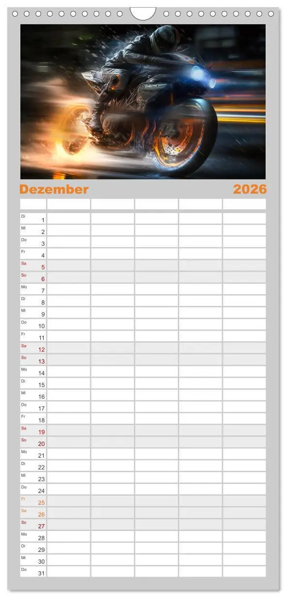 Bild: 9783516501001 | Familienplaner 2026 - Motorrad Speed mit 5 Spalten (Wandkalender,...