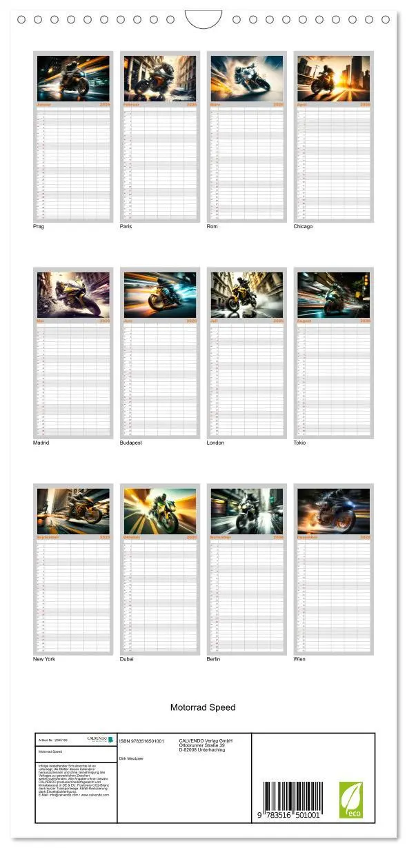 Bild: 9783516501001 | Familienplaner 2026 - Motorrad Speed mit 5 Spalten (Wandkalender,...