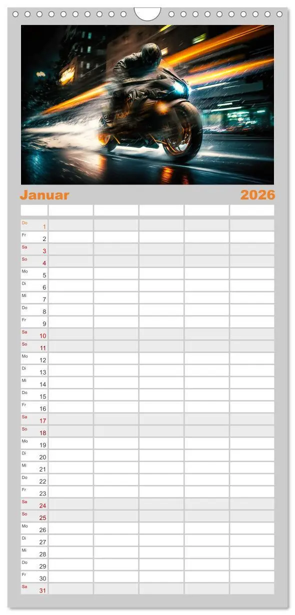 Bild: 9783516501001 | Familienplaner 2026 - Motorrad Speed mit 5 Spalten (Wandkalender,...