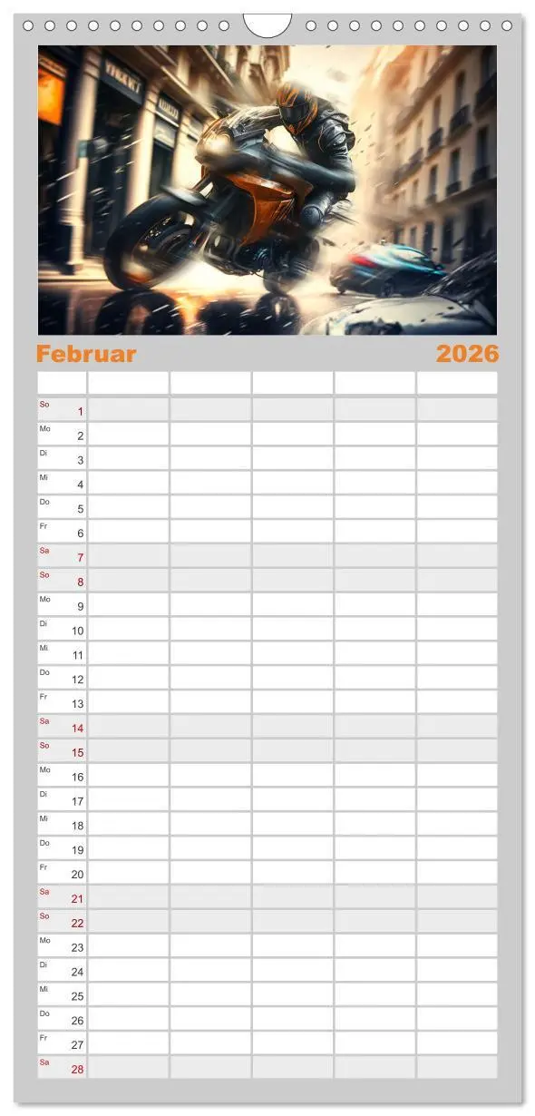 Bild: 9783516501001 | Familienplaner 2026 - Motorrad Speed mit 5 Spalten (Wandkalender,...