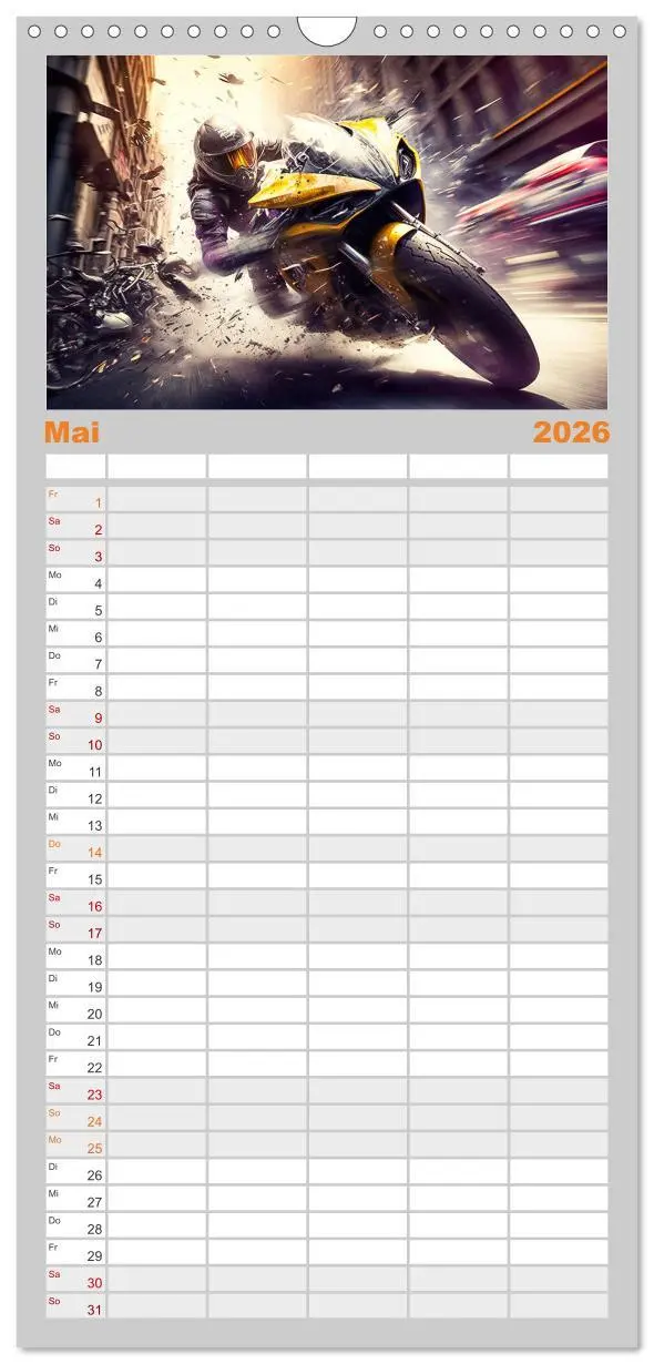 Bild: 9783516501001 | Familienplaner 2026 - Motorrad Speed mit 5 Spalten (Wandkalender,...