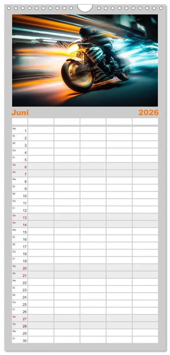 Bild: 9783516501001 | Familienplaner 2026 - Motorrad Speed mit 5 Spalten (Wandkalender,...