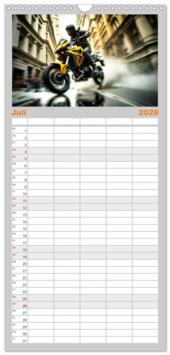 Bild: 9783516501001 | Familienplaner 2026 - Motorrad Speed mit 5 Spalten (Wandkalender,...