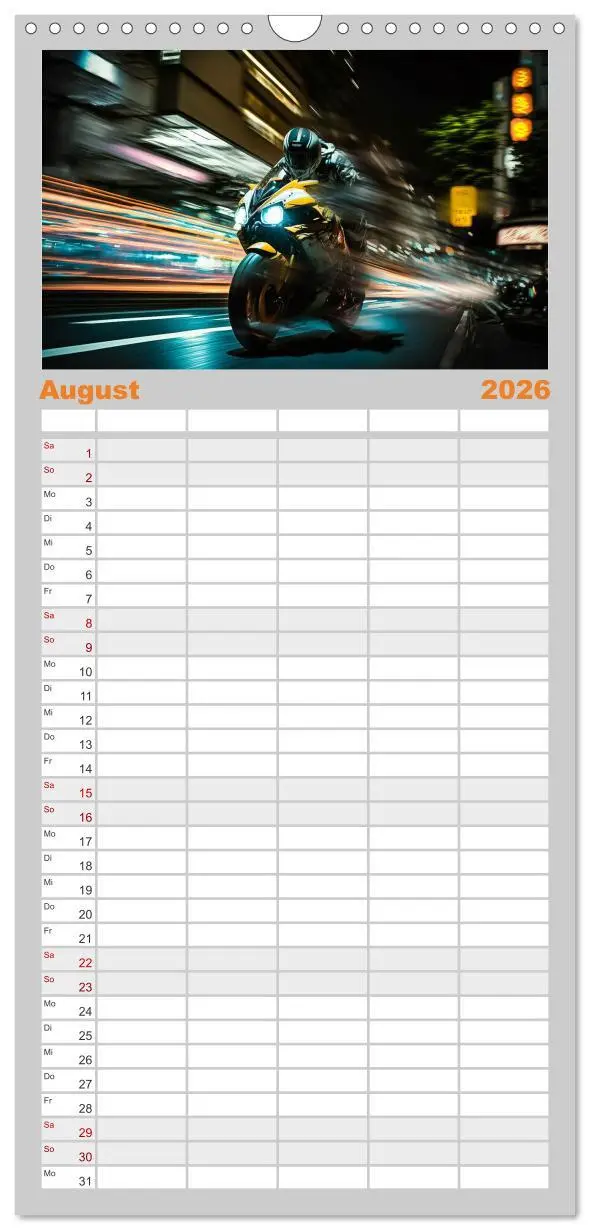 Bild: 9783516501001 | Familienplaner 2026 - Motorrad Speed mit 5 Spalten (Wandkalender,...