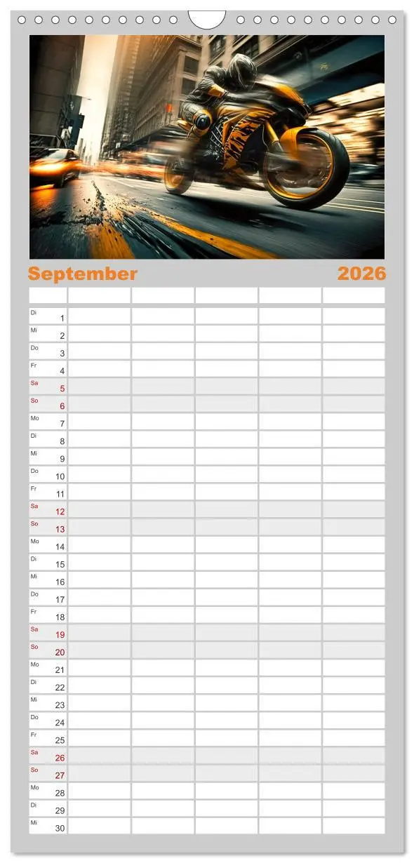 Bild: 9783516501001 | Familienplaner 2026 - Motorrad Speed mit 5 Spalten (Wandkalender,...