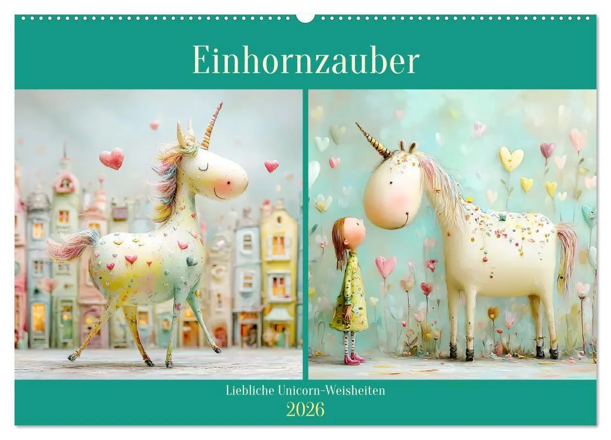 Cover: 9783516741001 | Einhornzauber. Liebliche Unicorn-Weisheiten (Wandkalender 2026 DIN...