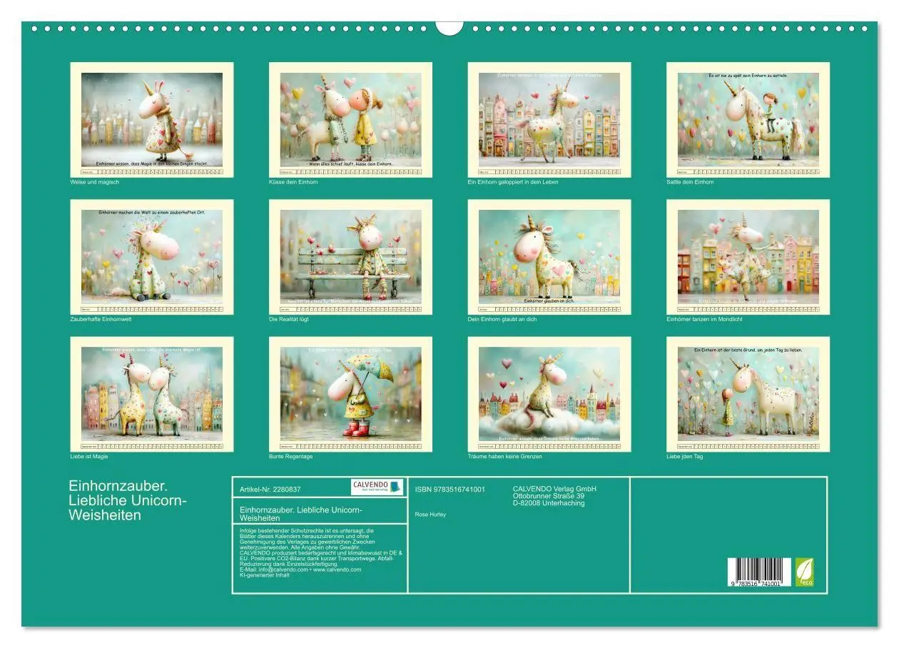 Bild: 9783516741001 | Einhornzauber. Liebliche Unicorn-Weisheiten (Wandkalender 2026 DIN...