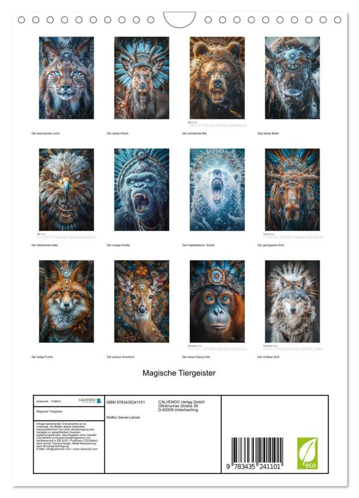 Bild: 9783435241101 | Magische Tiergeister (Wandkalender 2025 DIN A4 hoch), CALVENDO...