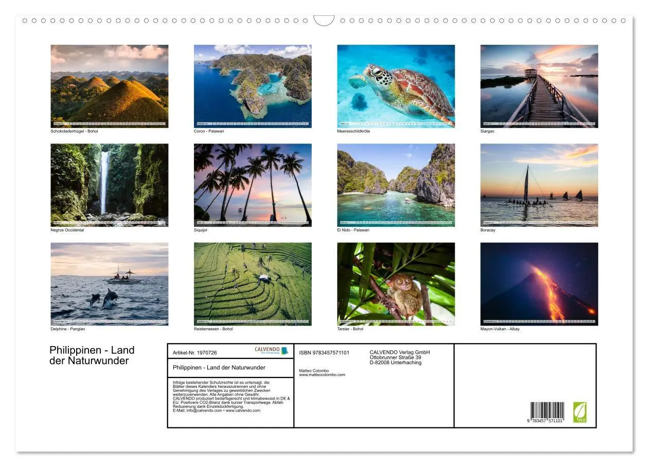 Bild: 9783457571101 | Philippinen - Land der Naturwunder (Wandkalender 2026 DIN A2 quer),...